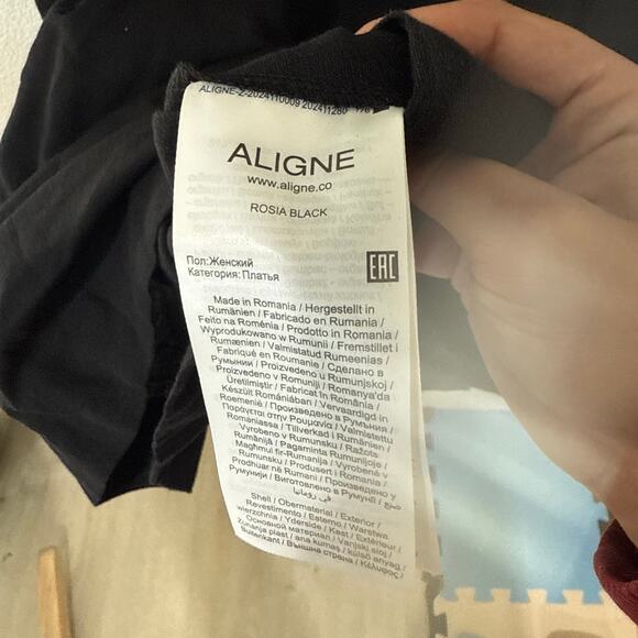 Aligne Rosia Drop Waist Linen Midi Dress Black Casual Basic Vacation Size 4 - Picture 12 of 14